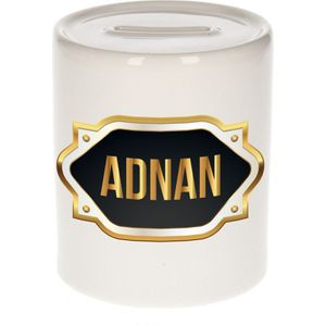 Naam cadeau spaarpot Adnan met gouden embleem