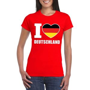 Rood I love Duitsland fan shirt dames