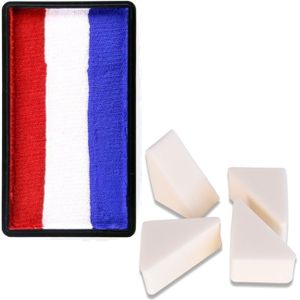 Nederlandse vlag schmink splitcake met sponsjes - koningsdag accessoires - Holland - EK/WK voetbal