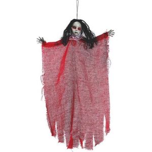 Horror hangdecoratie spook/geest pop rood 60 cm
