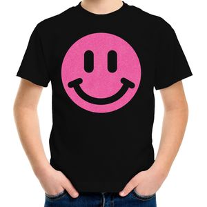 Verkleed T-shirt voor jongens - smiley - zwart - carnaval - feestkleding voor kinderen