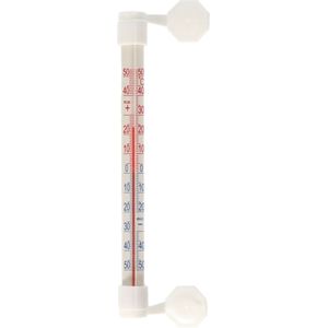 Buitenthermometer - wit - kunststof - 21 cm - met zuignap / temperatuurmeter