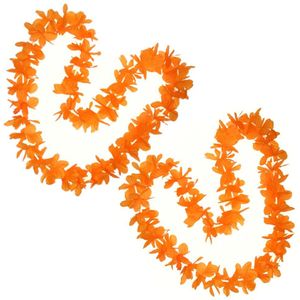 Pakket van 25x stuks oranje Hawaii krans slingers