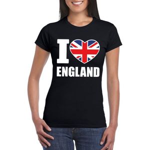 Zwart I love Engeland fan shirt dames