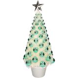 2x stuks complete mini kunst kerstbomen / kunstbomen groen met lichtjes 50 cm