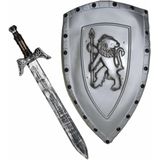 Ridders verkleed wapens set - schild met zwaard van 68 cm