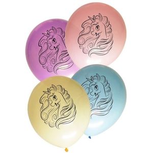 8x stuks Eenhoorn thema verjaardag feest ballonnen pastel kleuren