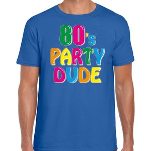 Disco verkleed t-shirt voor heren - 80's party dude - blauw - jaren 80/80's - carnaval/foute party