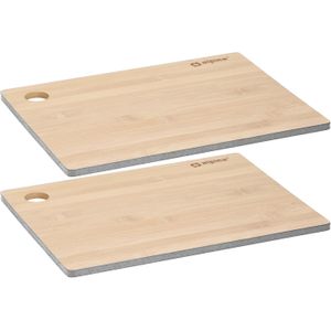 Set van 2x stuks snijplanken antraciet rand 23 en 28 cm van bamboe hout