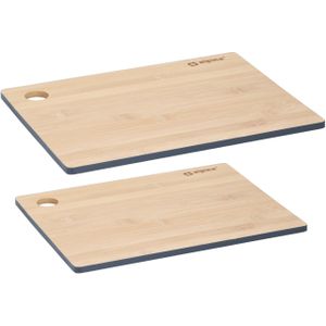 Set van 2x stuks snijplanken blauwe rand 23 en 28 cm van bamboe hout