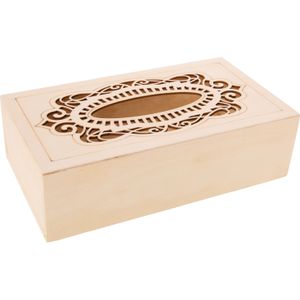 Tissuedoos/tissuebox rechthoekig van hout 26 x 14 cm naturel