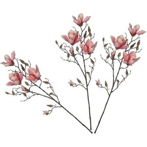 3x Roze Magnolia/beverboom kunsttakken kunstplanten 90 cm