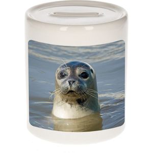 Dieren Grijze Zeehond Foto Spaarpot 9 cm Jongens en Meisjes - Cadeau Spaarpotten Grijze Zeehond Zeehonden Liefhebber