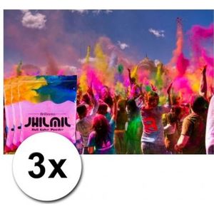 3 zakjes Holi festival kleurpoeder roze