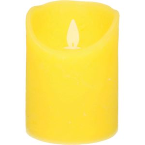1x Gele LED kaarsen / stompkaarsen 10 cm - Luxe kaarsen op batterijen met bewegende vlam