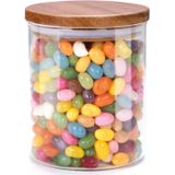 Voorraadpot/bewaarpot Foodking - borosilicaat glas - 600 ml - glas/hout - D9.5 x H11 cm - voedsel bewaren