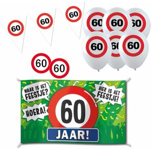 Feestartikelen 60 jaar verjaardag versiering pakket verkeersborden