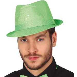 Glitter verkleed hoedje - groen - verkleed accessoires - volwassenen/heren - met paillette