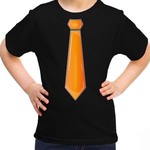 Verkleed t-shirt voor kinderen - stropdas - zwart - meisje - carnaval/themafeest kostuum