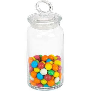 Snoeppot/voorraadpot met luchtdichte sierlijke deksel - voedsel - glas - 860 ml - D10 x H19 cm