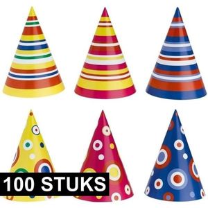 Gekleurde feesthoedjes 100 stuks