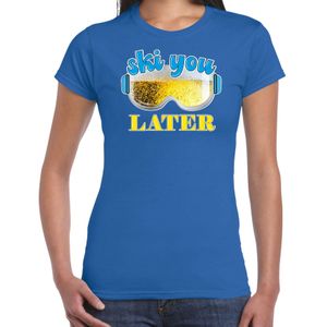 Apres ski t-shirt voor dames - ski you later - blauw - bier/beer - wintersport