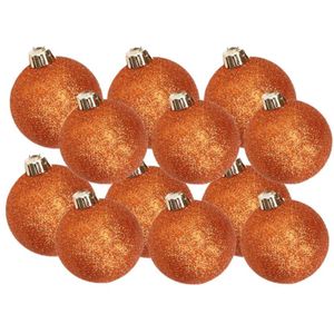 Kerstversiering set glitter kerstballen oranje 6 - 8 cm - pakket van 30x stuks