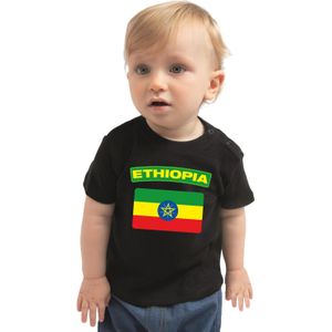 Ethiopia t-shirt met vlag Ethiopie zwart voor babys