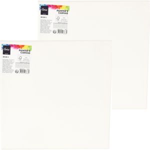 Canvas schilderij doek/paneel - 2x - schilderdoeken - wit - 30 x 30 cm