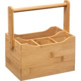5Five Keuken gerei rekje/aanrecht spullen organizer - 2x - 20 x 14 x 24 cm - bamboe hout - met hengsel