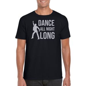 Zilveren muziek t-shirt / shirt Dance all night long zwart heren