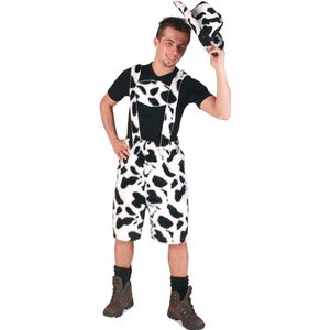 Korte lederhose met koeienprint Oktoberfest kostuum