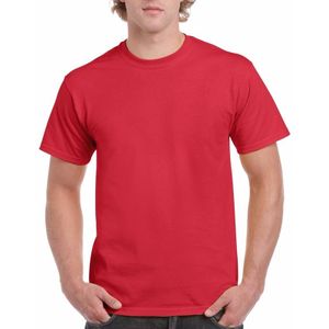 Set van 3x stuks rood katoenen t-shirts voor heren 200 grams, maat: L (40/52)