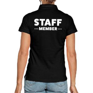 Staff member / personeel tekst polo shirt zwart voor dames