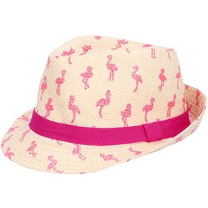 Verkleed hoedje voor Tropical Hawaii party - Roze flamingo print - volwassenen - Carnaval