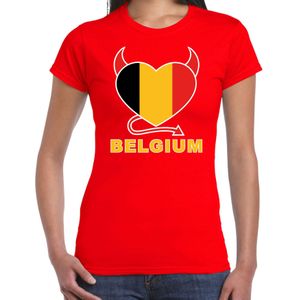 Belgium hart supporter t-shirt rood EK/ WK voor dames