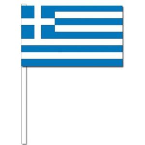 Pakket van 20x stuks zwaaivlaggetjes Griekenland 12 x 24 cm