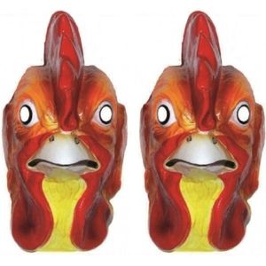 2x stuks plastic hanen/kippen dieren maskers voor volwassenen