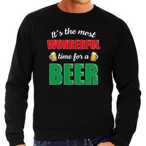 Grote maten wonderful beer fout Kerst bier sweater / trui zwart voor heren