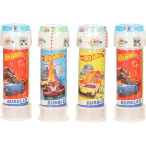 50x Hot Wheels race autos bellenblaas flesjes met bal spelletje in dop 60 ml voor kinderen