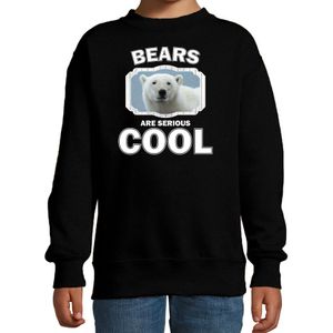 Dieren witte ijsbeer sweater zwart kinderen - bears are cool trui jongens en meisjes