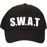 2x stuks zwarte SWAT team politie verkleed pet / cap voor volwassenen