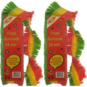 2x Crepe papier slinger carnaval 24 meter