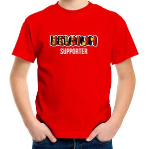 Rood t-shirt Belgium / Belgie supporter EK/ WK voor kinderen