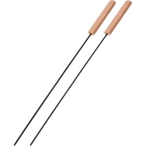 BBQ spiezen - 2x stuks - metaal - 48 cm - vleespennen voor vlees - barbecue accessoires