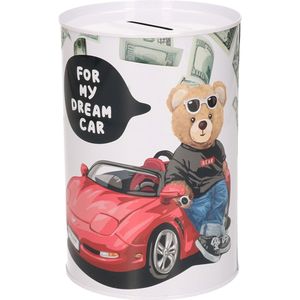 Spaarpot blik dream car - beertje - 10 x 15 cm