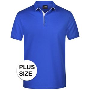 Grote maten polo shirt Golf Pro premium blauw/wit voor heren