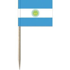 150x Cocktailprikkers Argentinie 8 cm vlaggetje landen decoratie