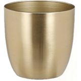 Plantenpot/Bloempotten set - 2x stuks - metaal - goud - D13 en D16 cm