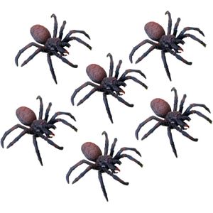 Nep spinnen 15 cm - 3x - zwart/bruin - stretchy tarantula - Horror/griezel thema decoratie